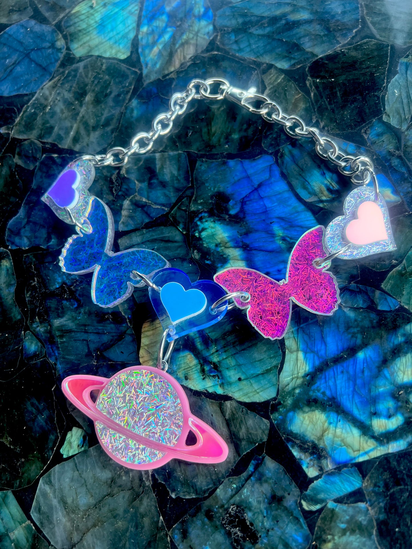 Bb Butterfly Heart Love Saturn Drip choker 🩷🛸🩷 one of a kind