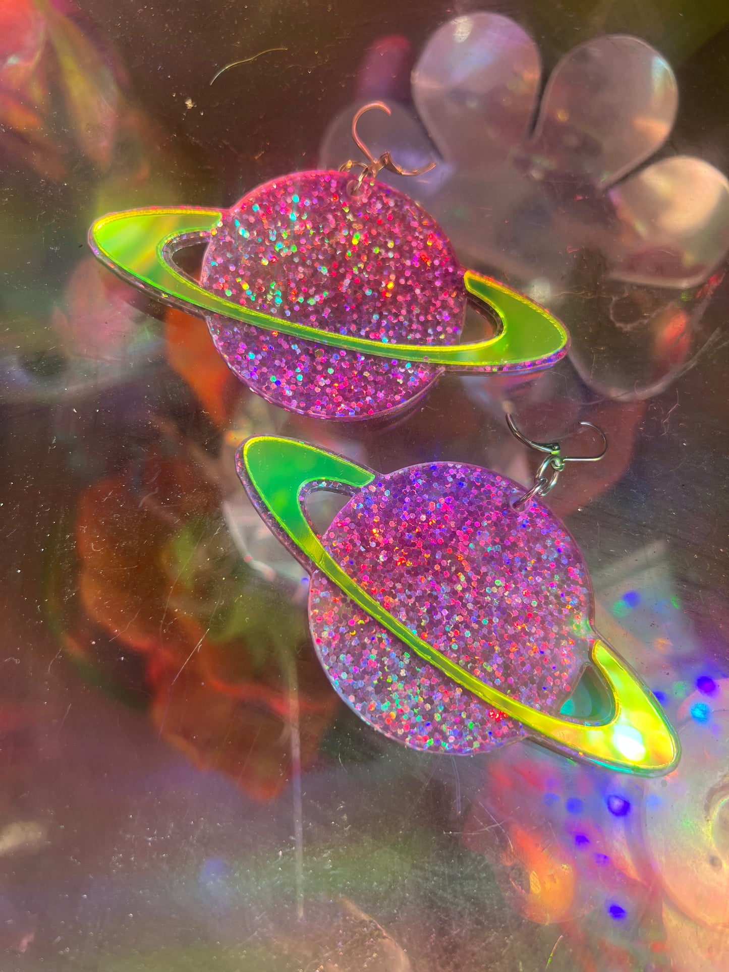 Slime Time 💜💚 Saturn Earrings 🪐