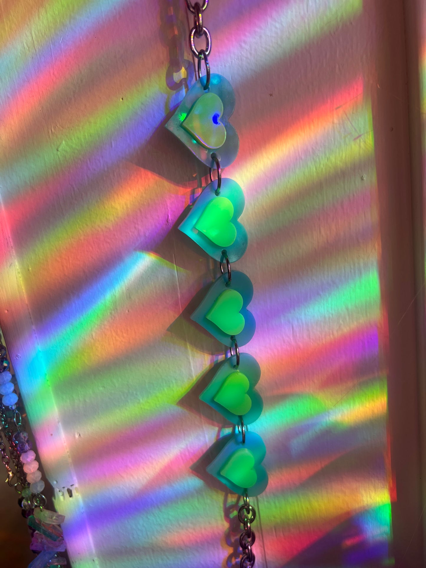 Technicolor Heart Love Choker 💚💙