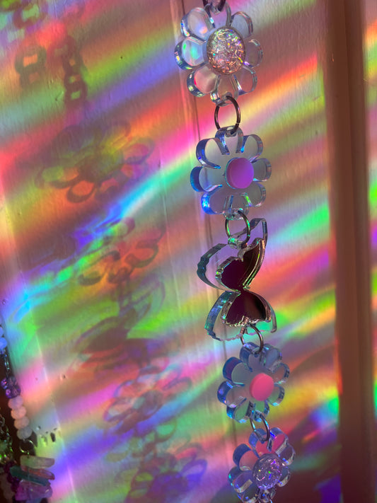 Blue dreams Butterfly multi Neon Flower Choker