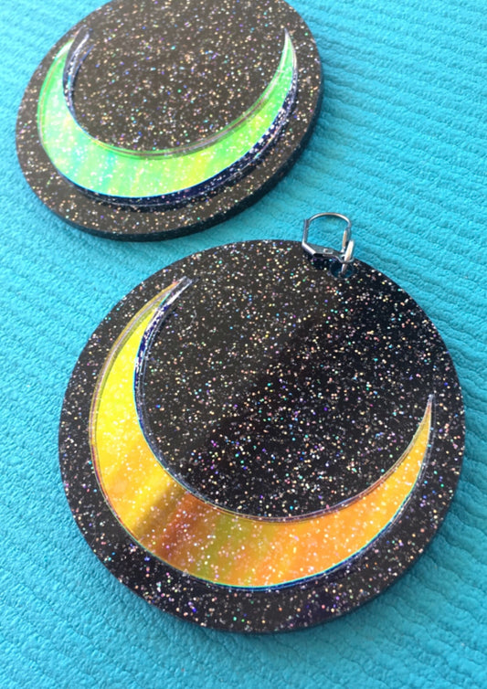 Glitter Goth luna earrings