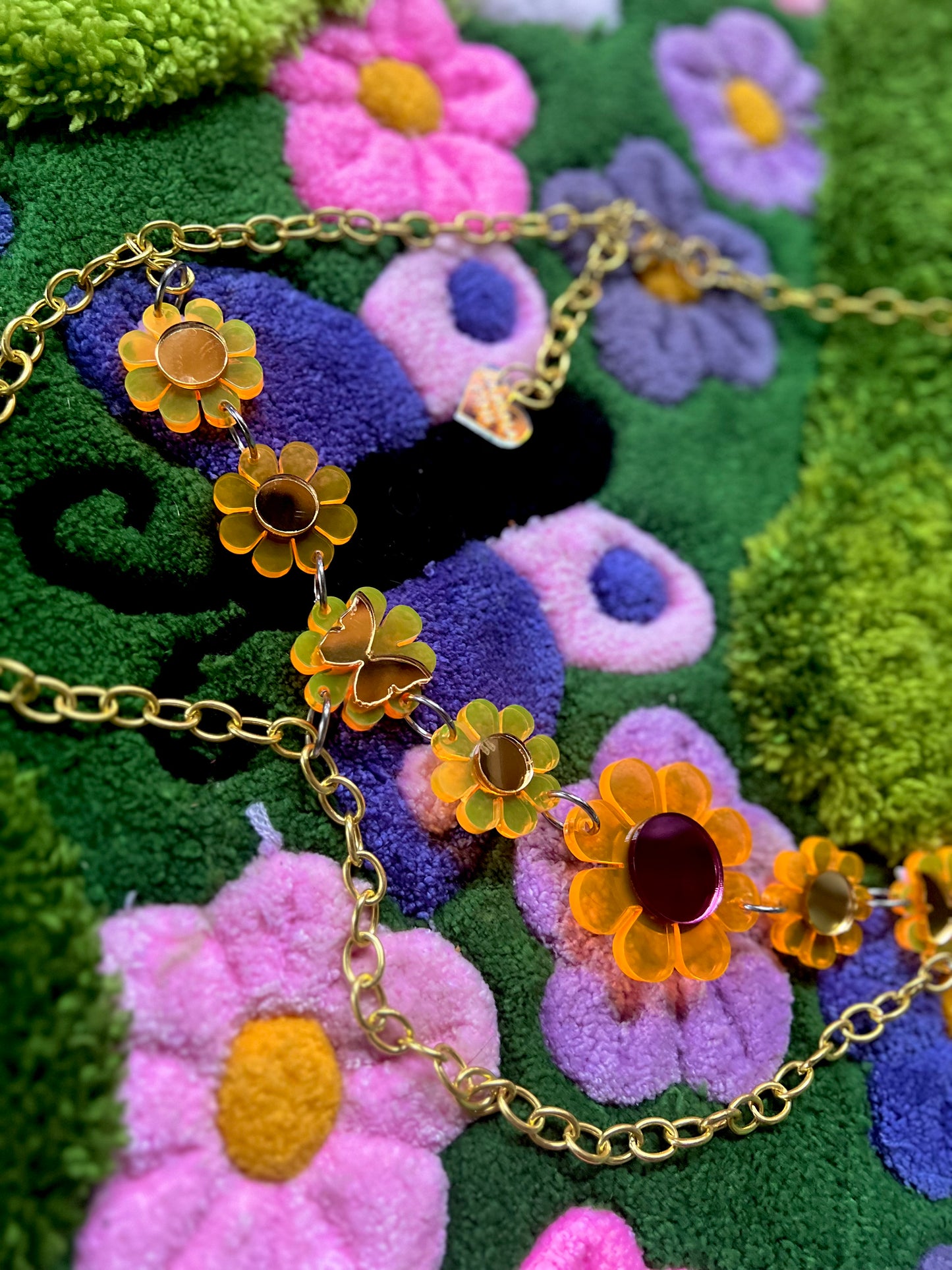 Neon Orange Butterfly Flower Power waist Belt (one of a kind)