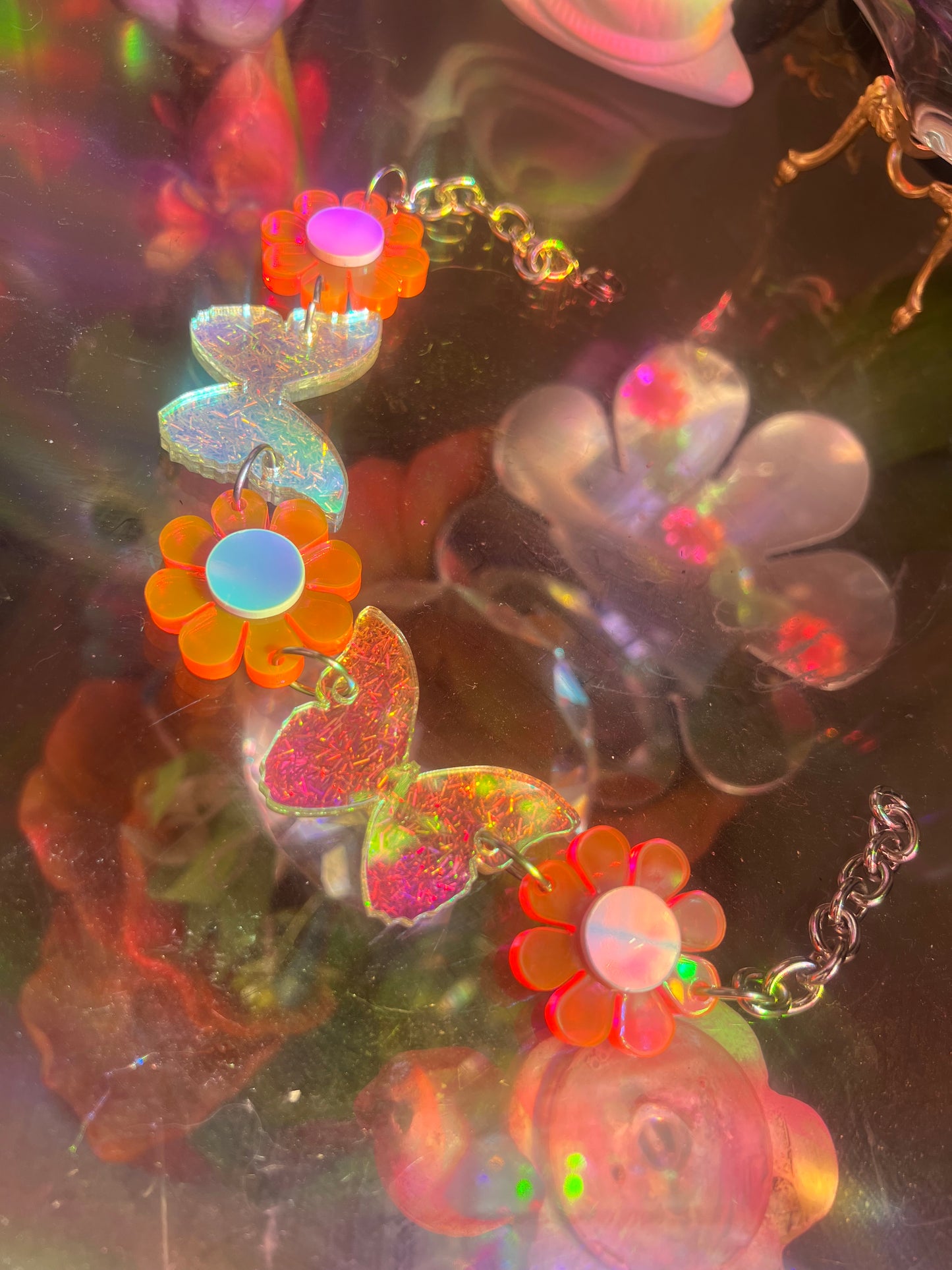 Barbie dreams Butterfly Neon pink Flower Choker