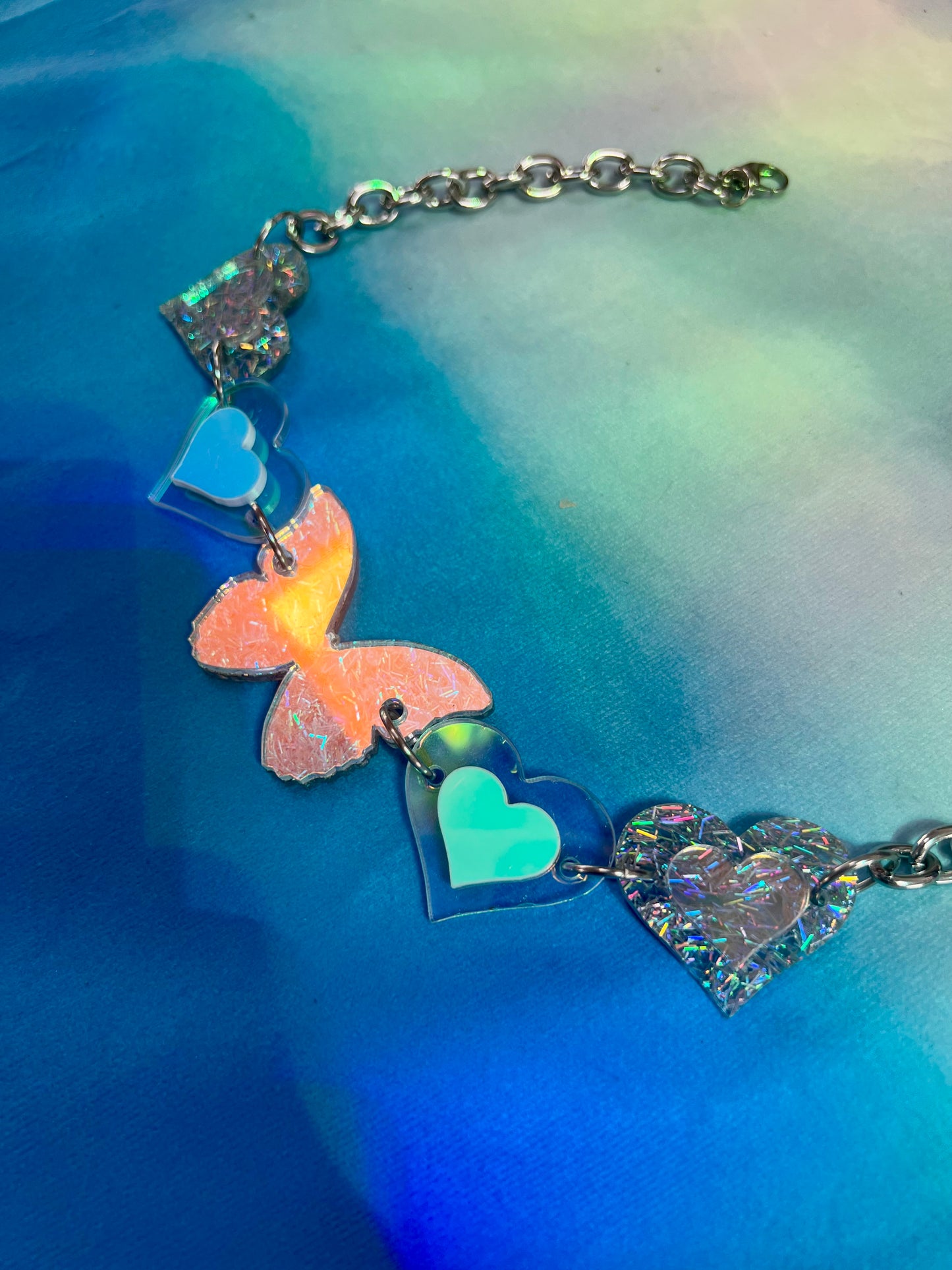 Holographic goddess Butterfly Choker 🦋🩷🪽