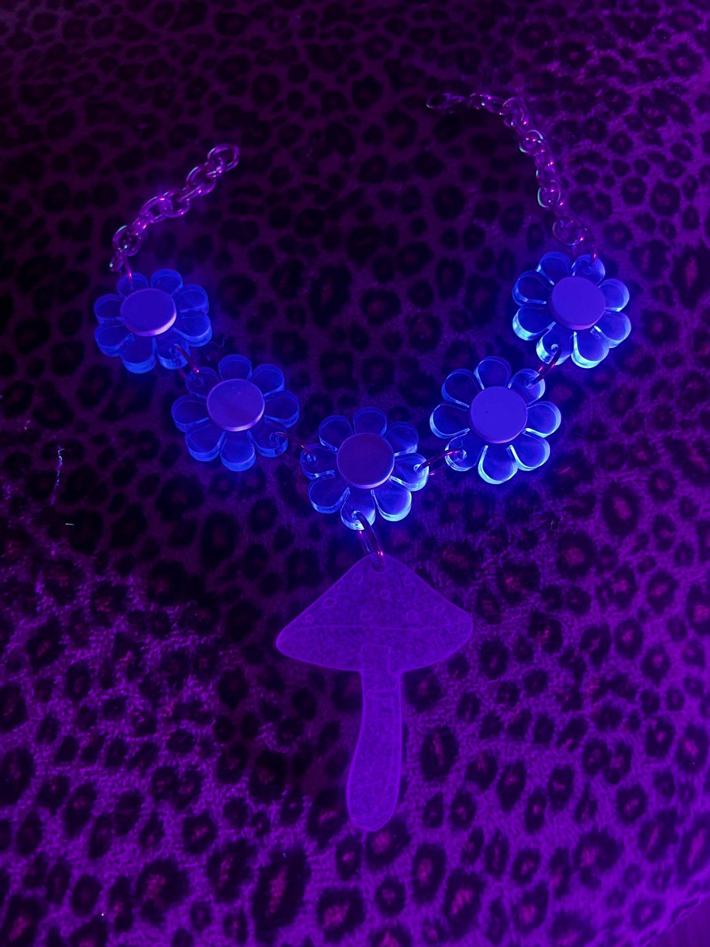 Neon Blue dreams Galactic Mushroom Drip choker