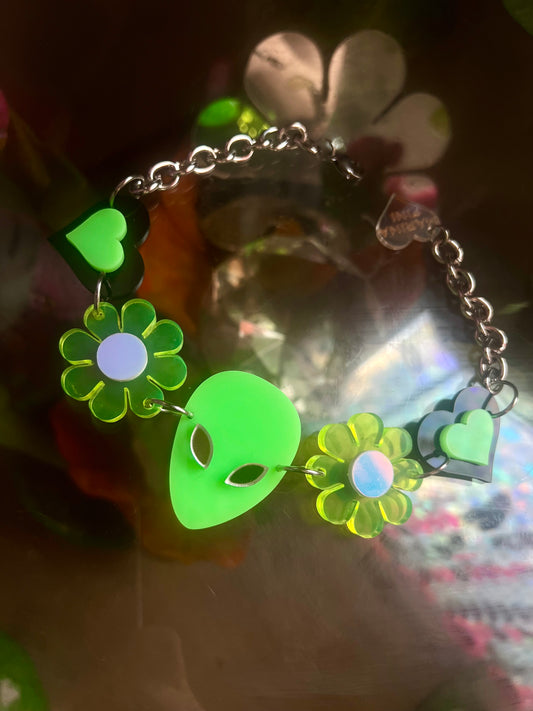 Alien love 👽 neon Choker (one of a kind)