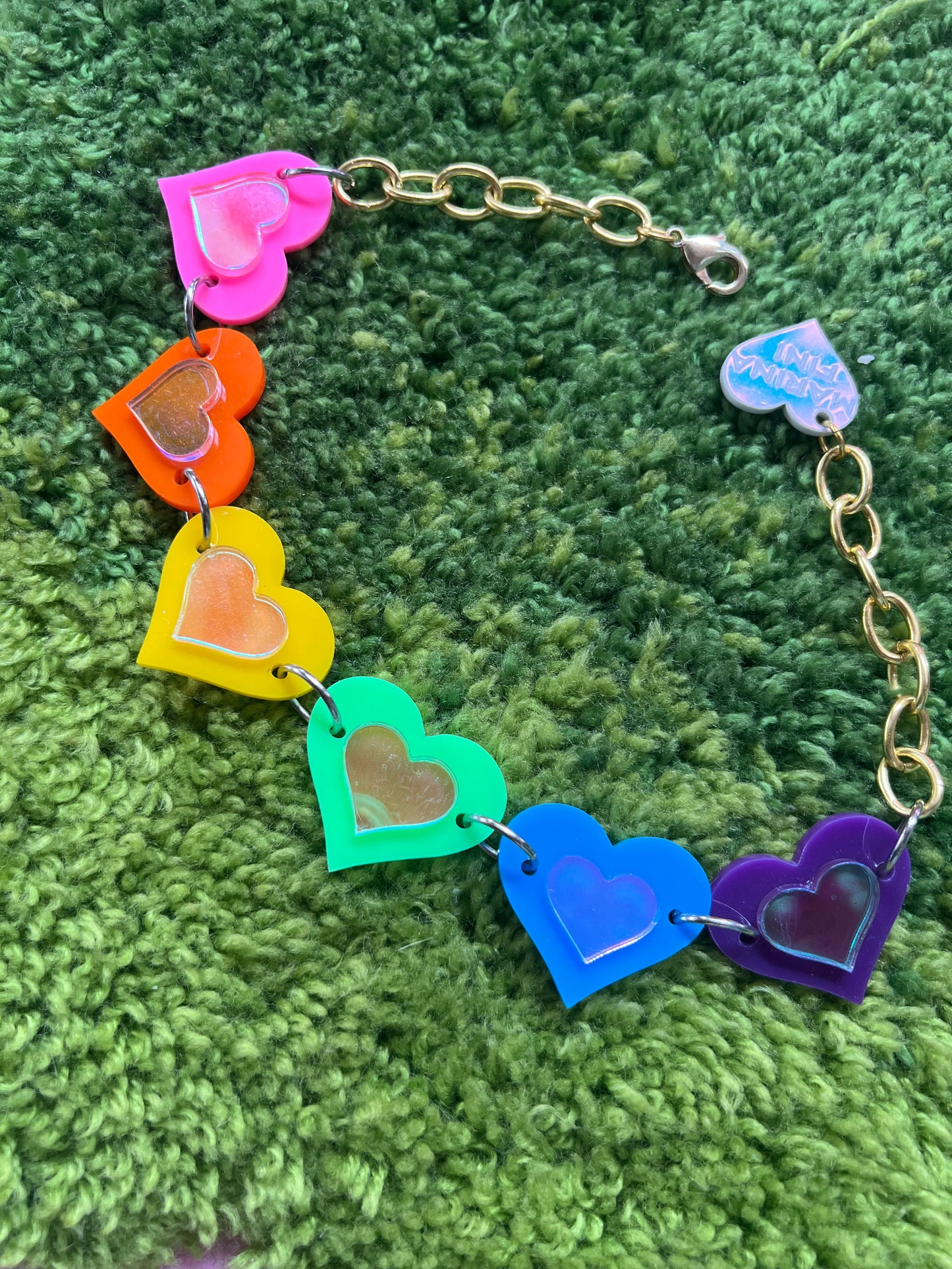 Rainbow Heart Love Choker 💗🧡💛💚💙💜
