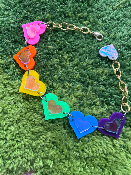 Rainbow Heart Love Choker 💗🧡💛💚💙💜
