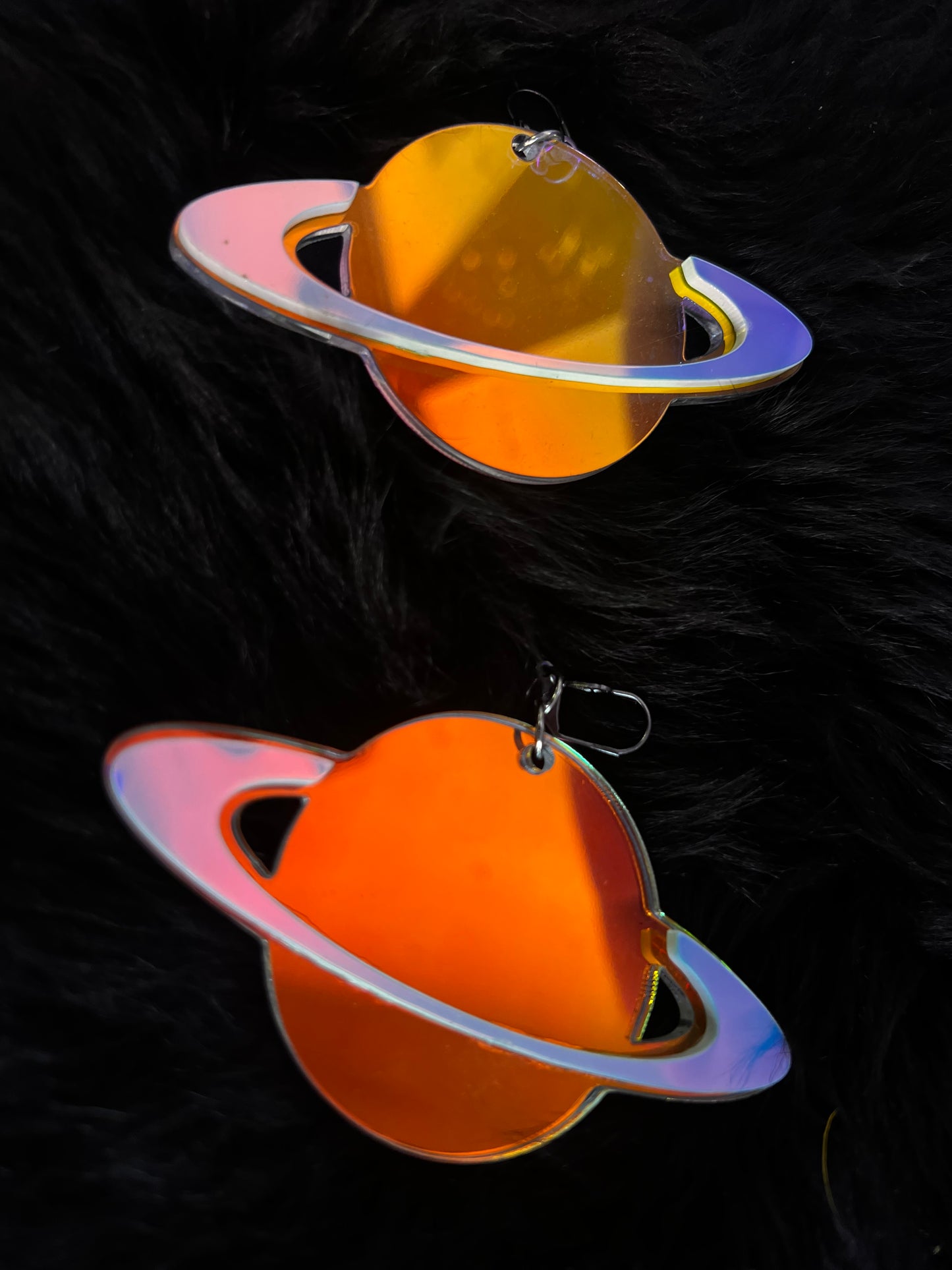 Holographic  Saturn Earrings