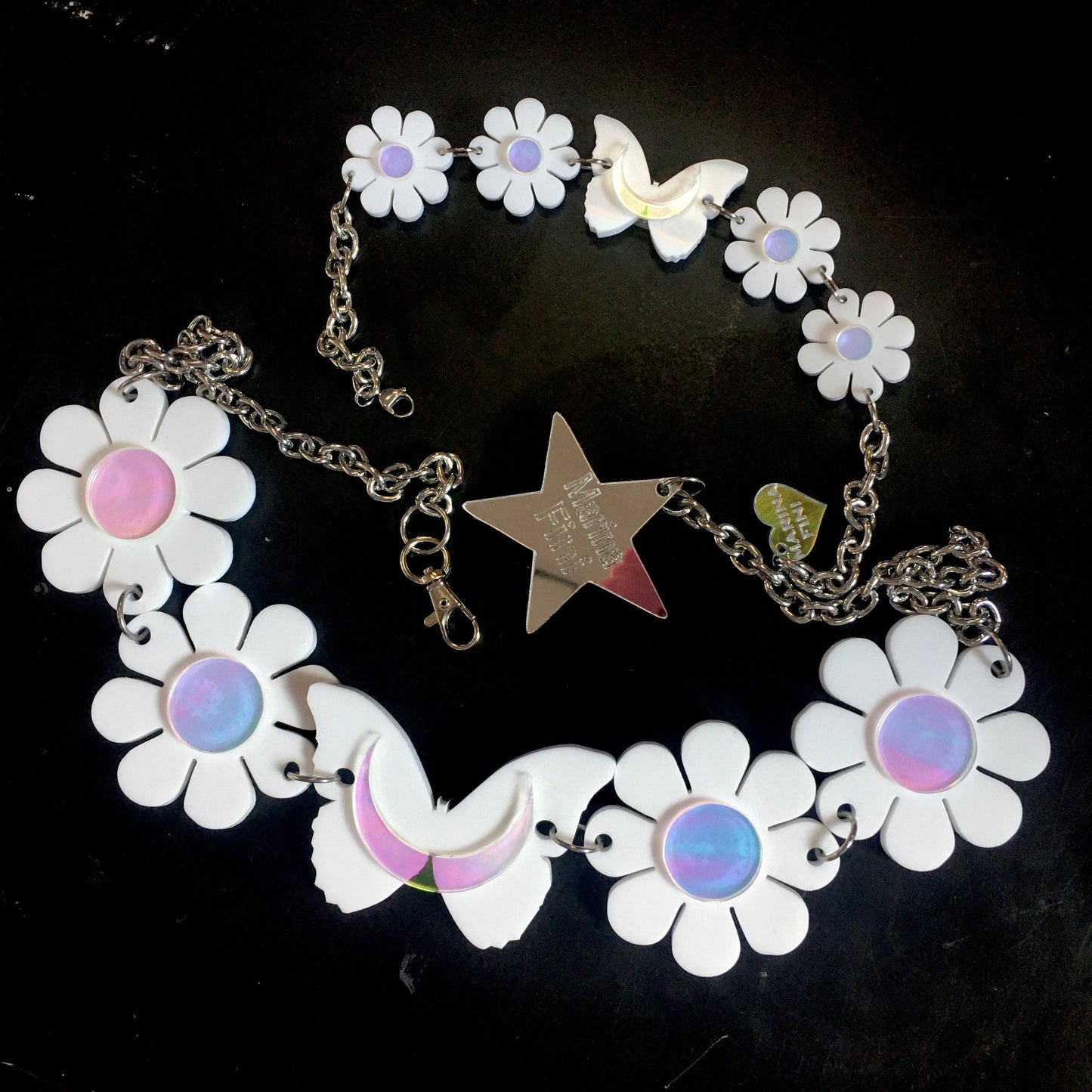 Holographic White Butterfly Luna Belt