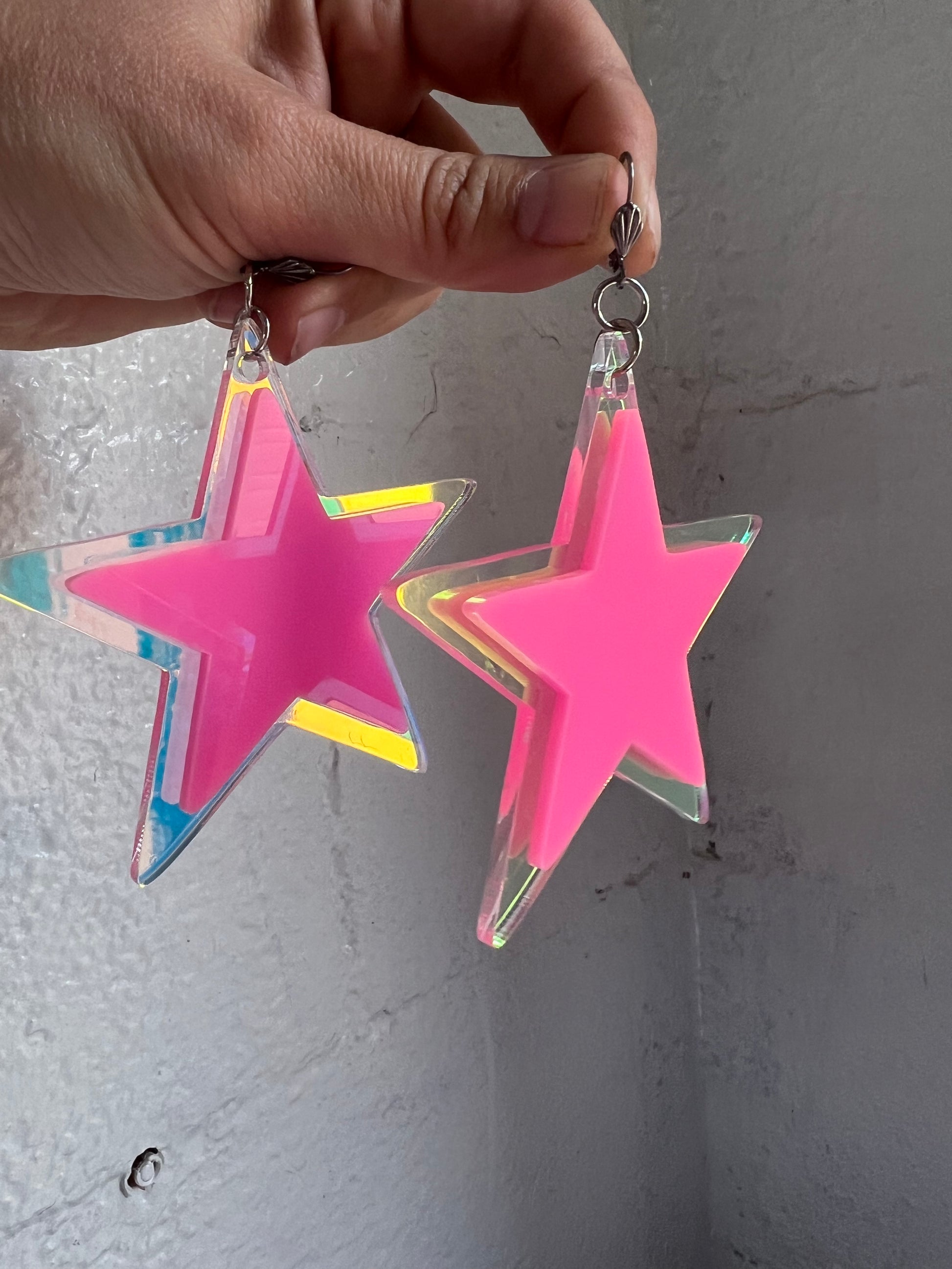 Hot pink sales star earrings