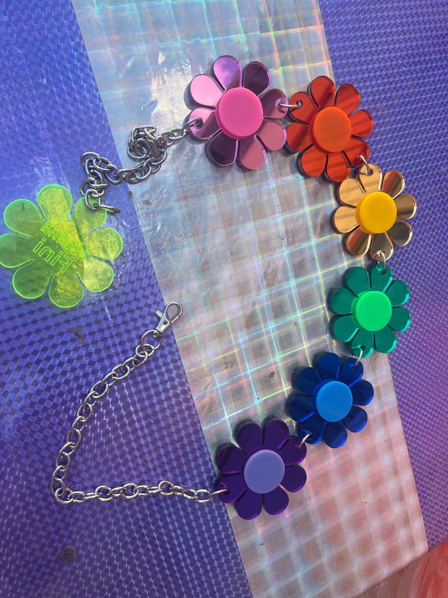 Disco mirror Rainbow Flower Power Belt