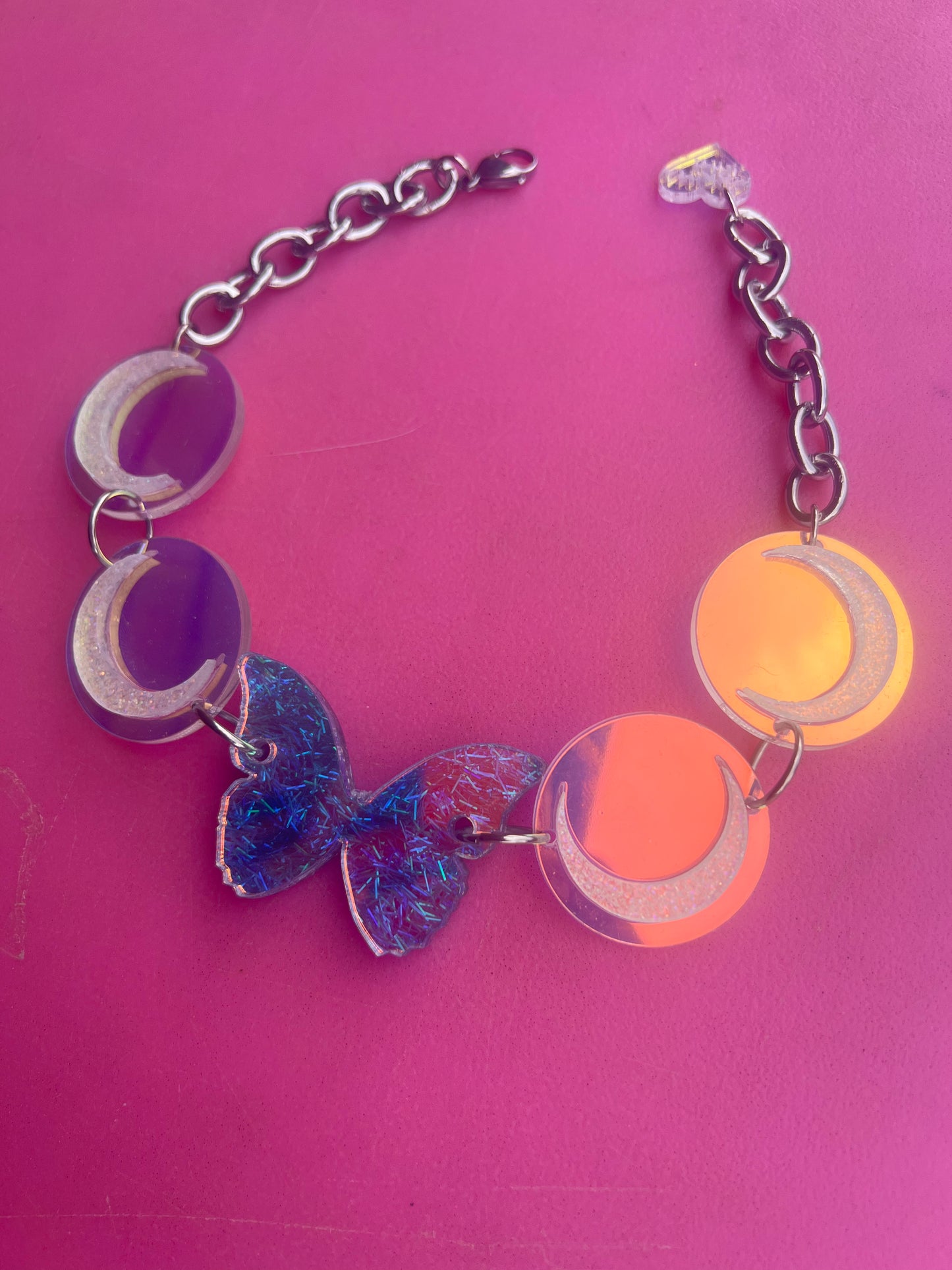 Butterfly Luna Clear Glitter Holographic Choker