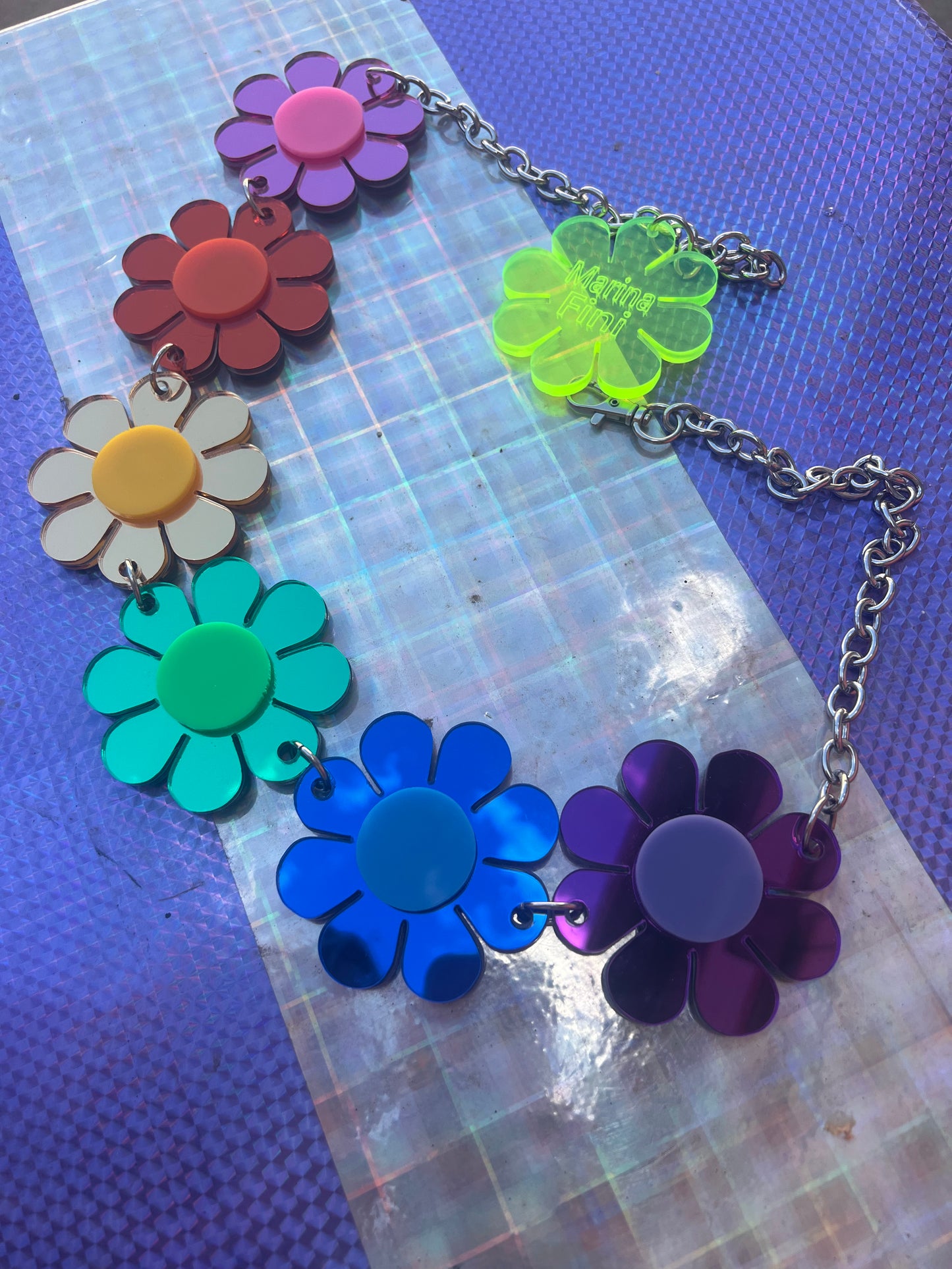 Disco mirror Rainbow Flower Power Belt
