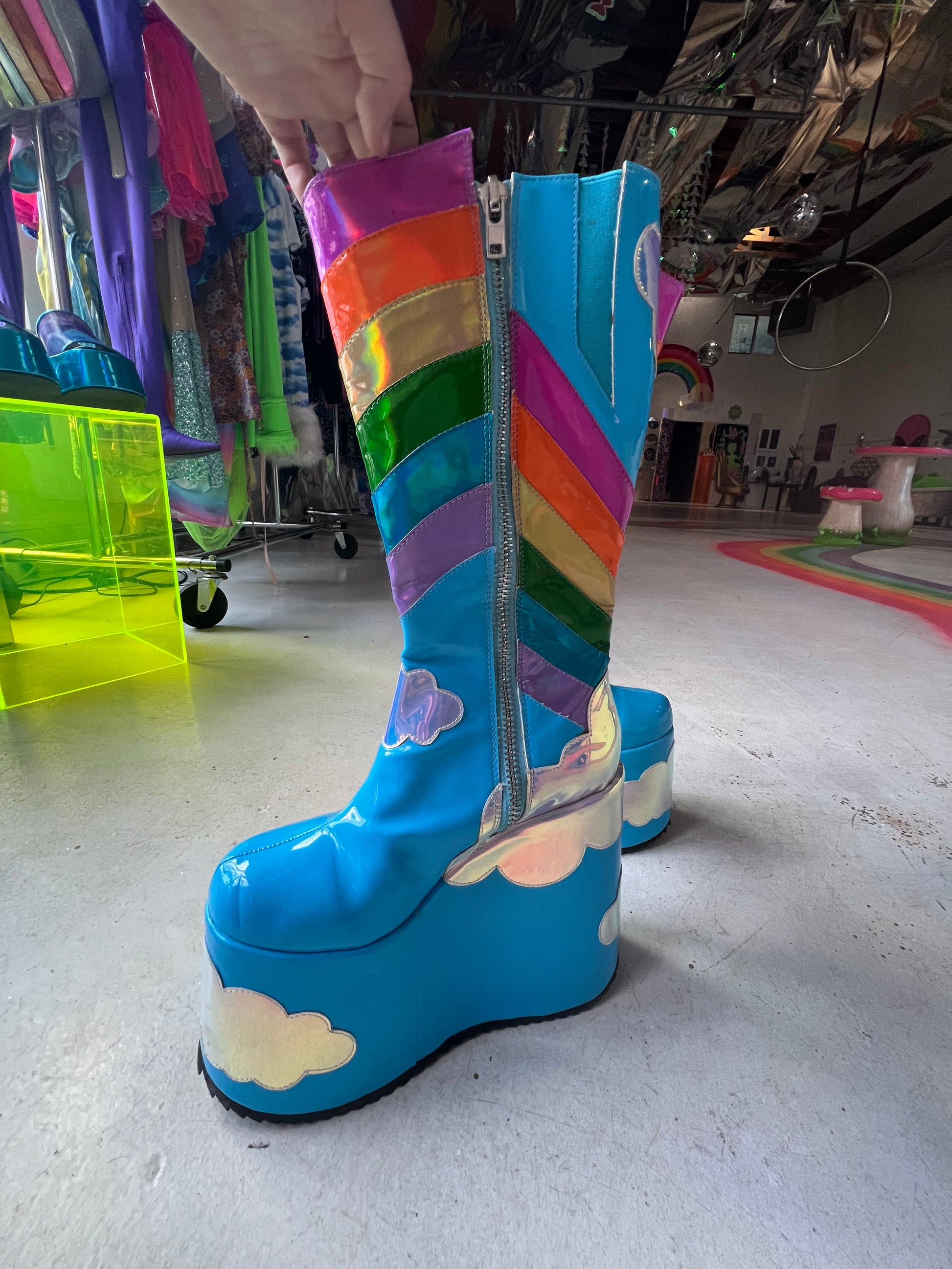 Platform rainbow boots best sale
