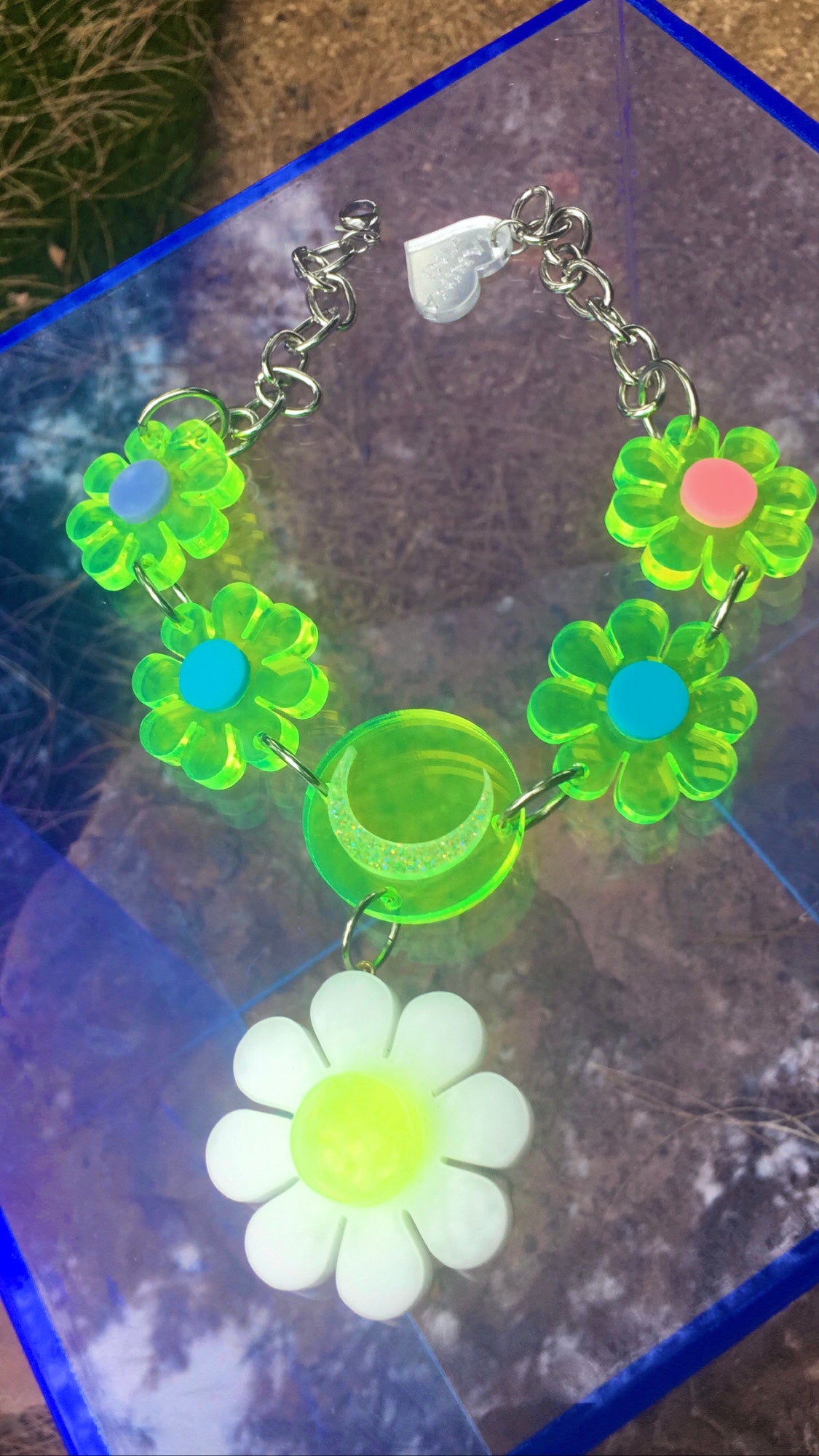Neon Flower Power Luna Choker with Flower Drip