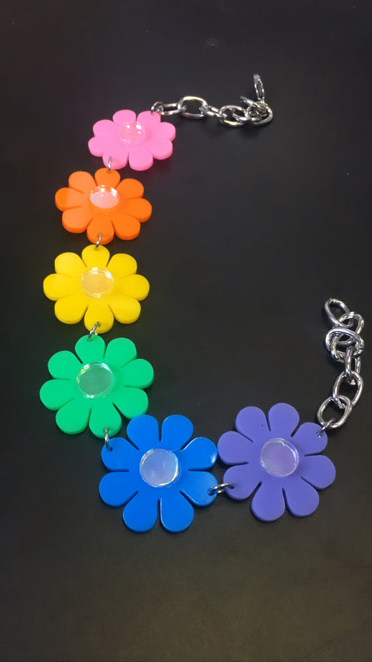 Rainbow Flower Power Choker