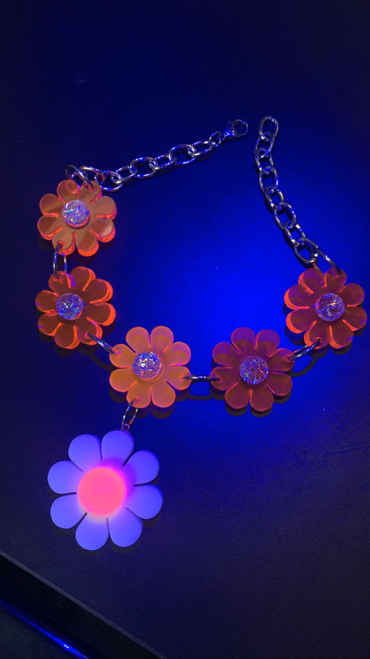 Neon Flower Power Choker with Drip