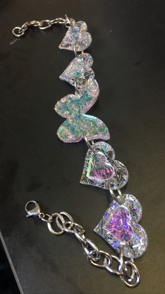 Holographic Butterfly Glitter Heart Love Choker