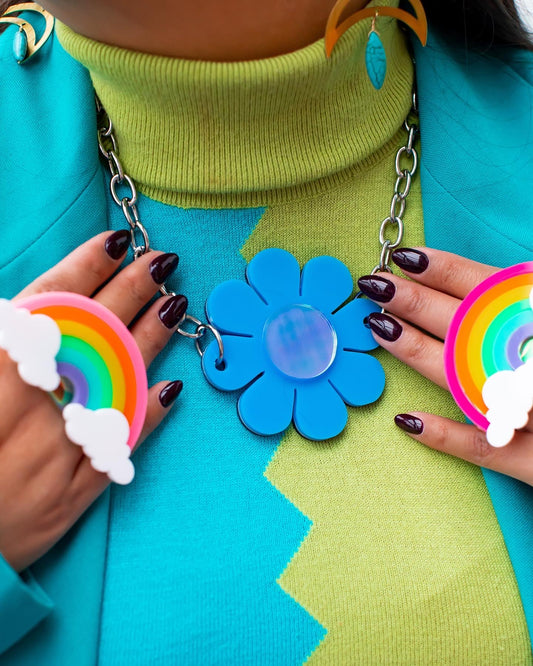 Blue Flower Power Necklace