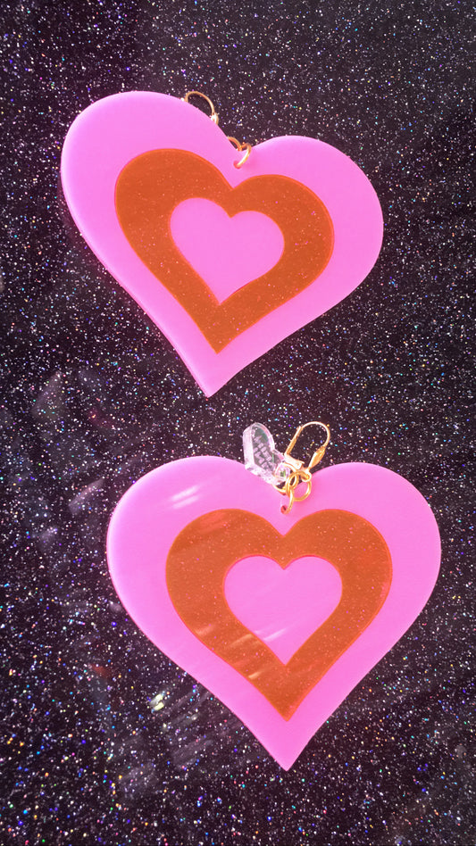 Pink Boom Heart Love Earrings