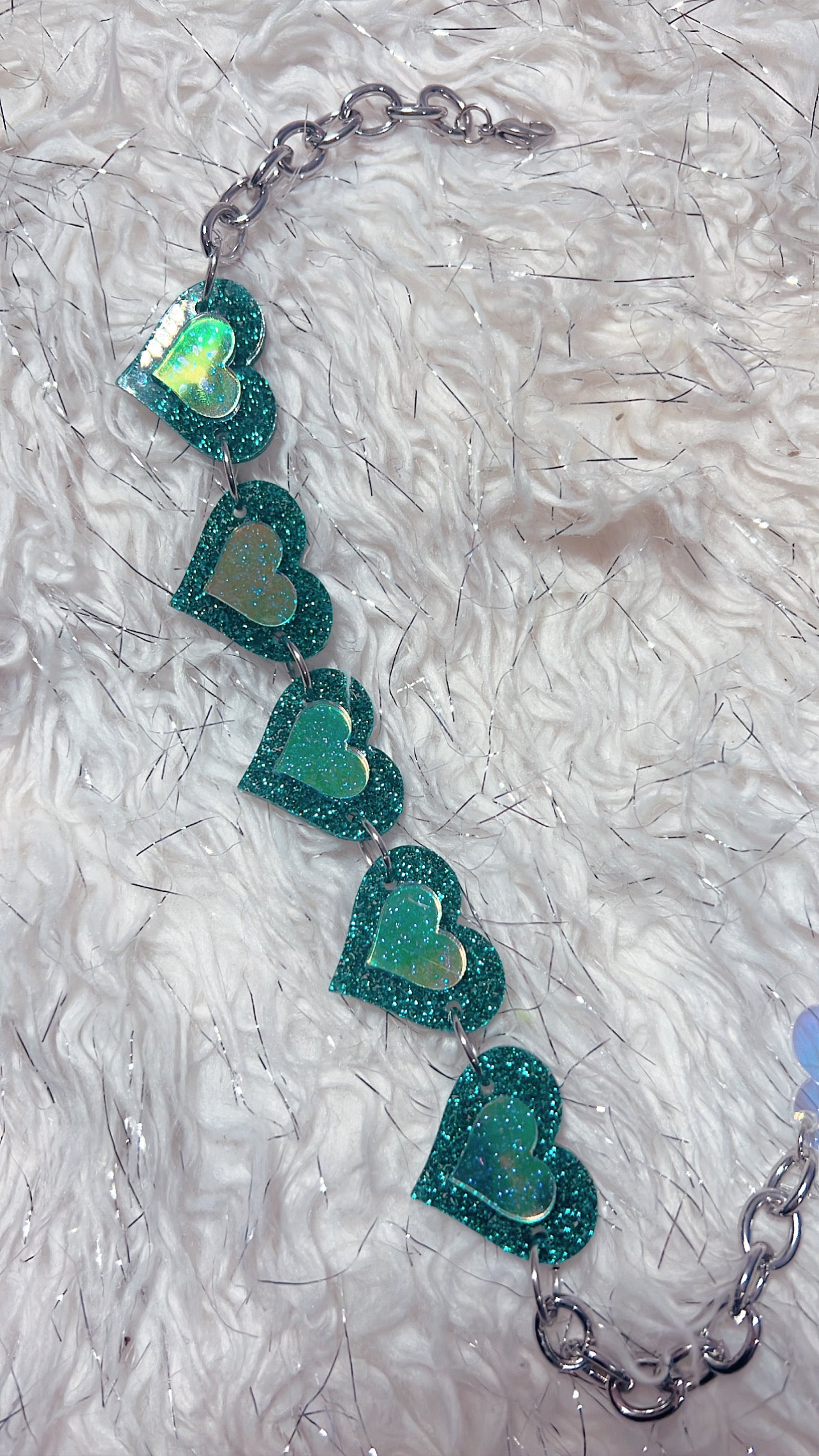 Mermaid Green Holographic Heart Love Choker
