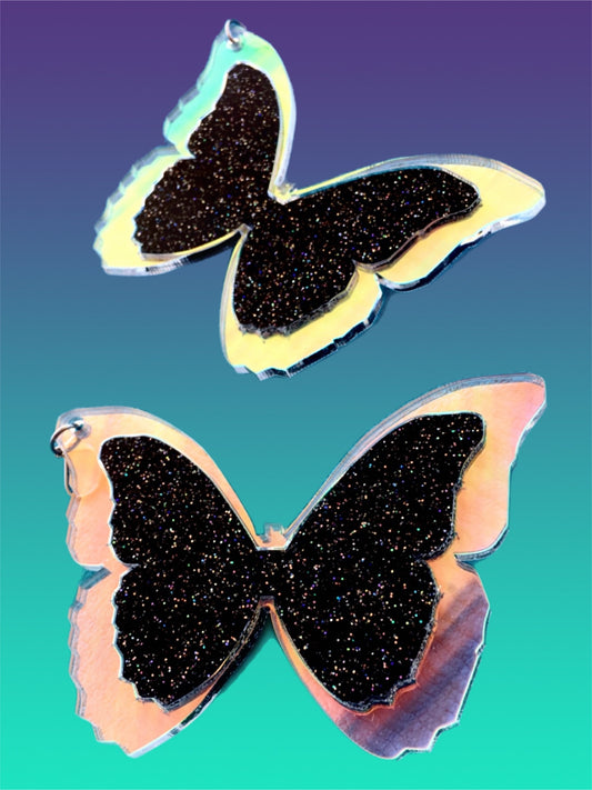 Black Sparkly Butterfly Earrings