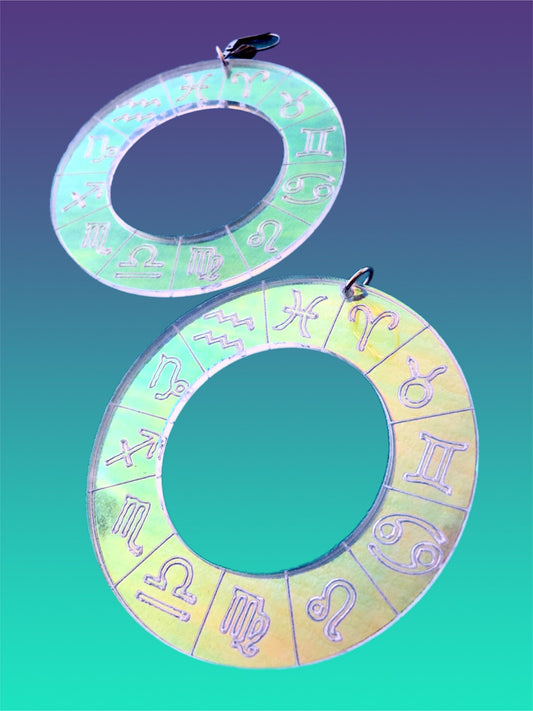 Holographic Zodiac Wheel Earrings