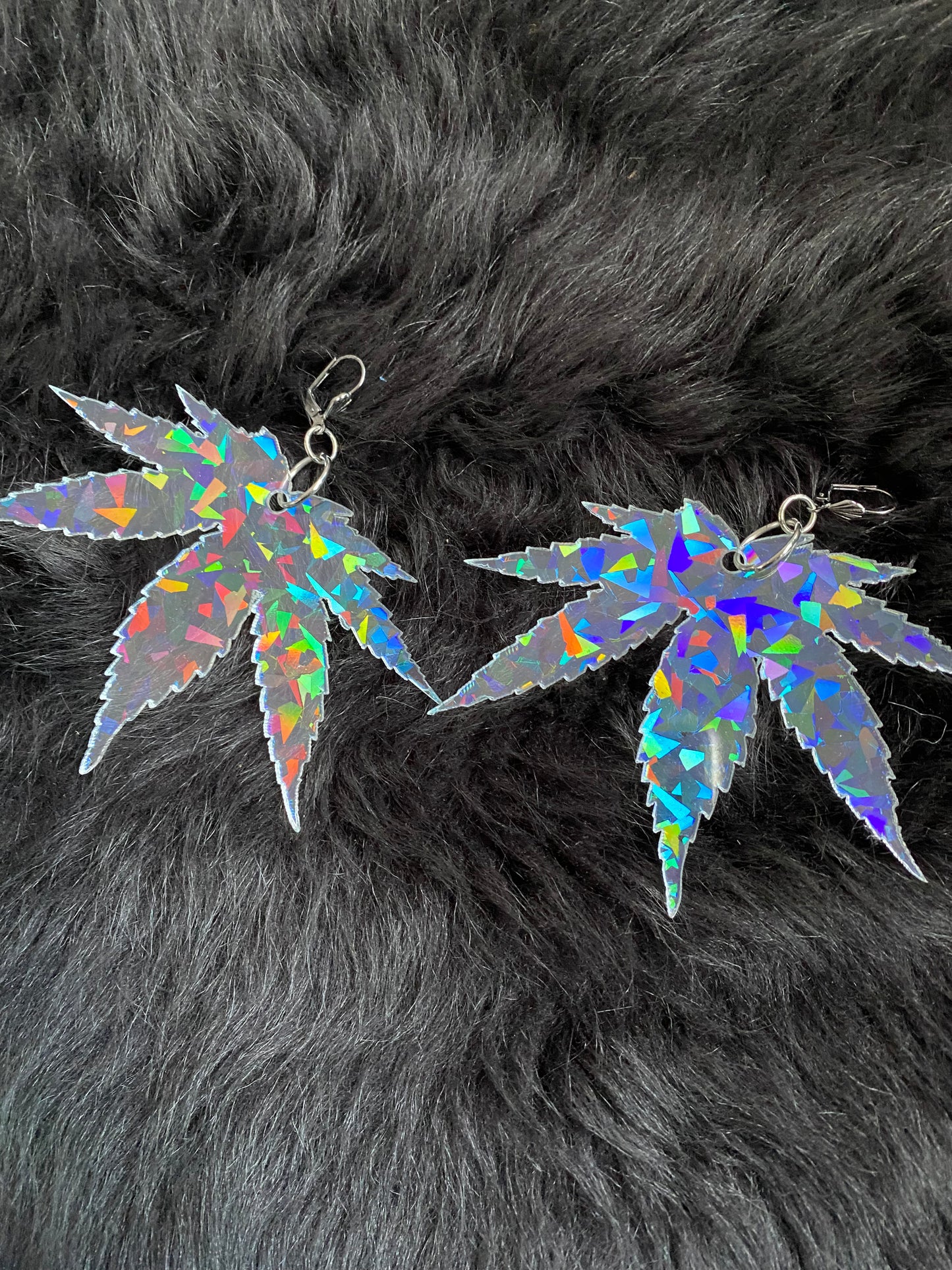Holographic Leaf Earrings