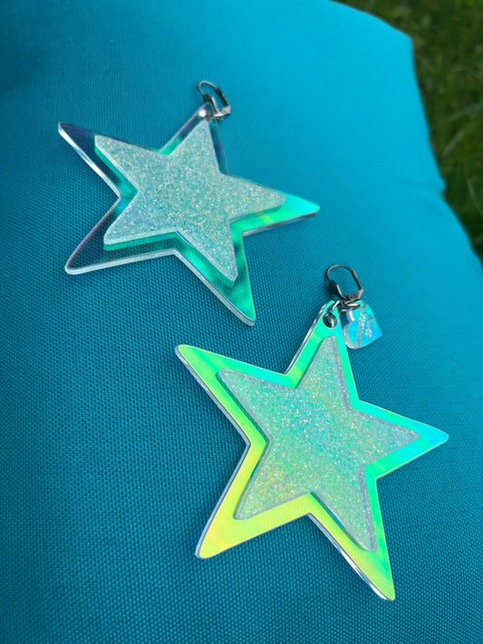 Holographic Sparkle Star Earrings