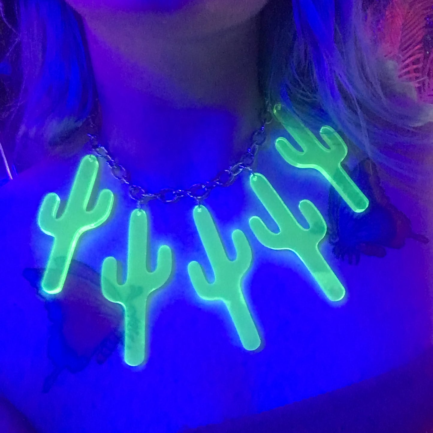 Neon Green Cactus Necklace