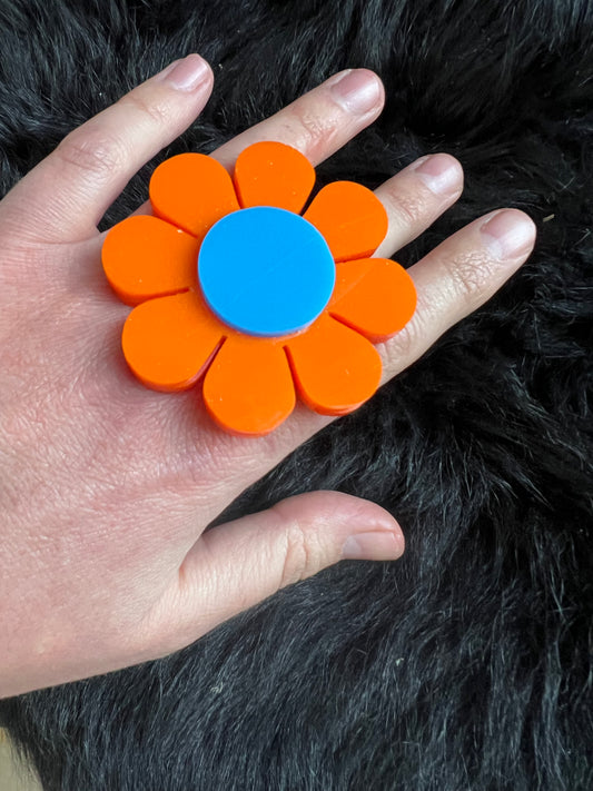 Orange Flower Power Ring