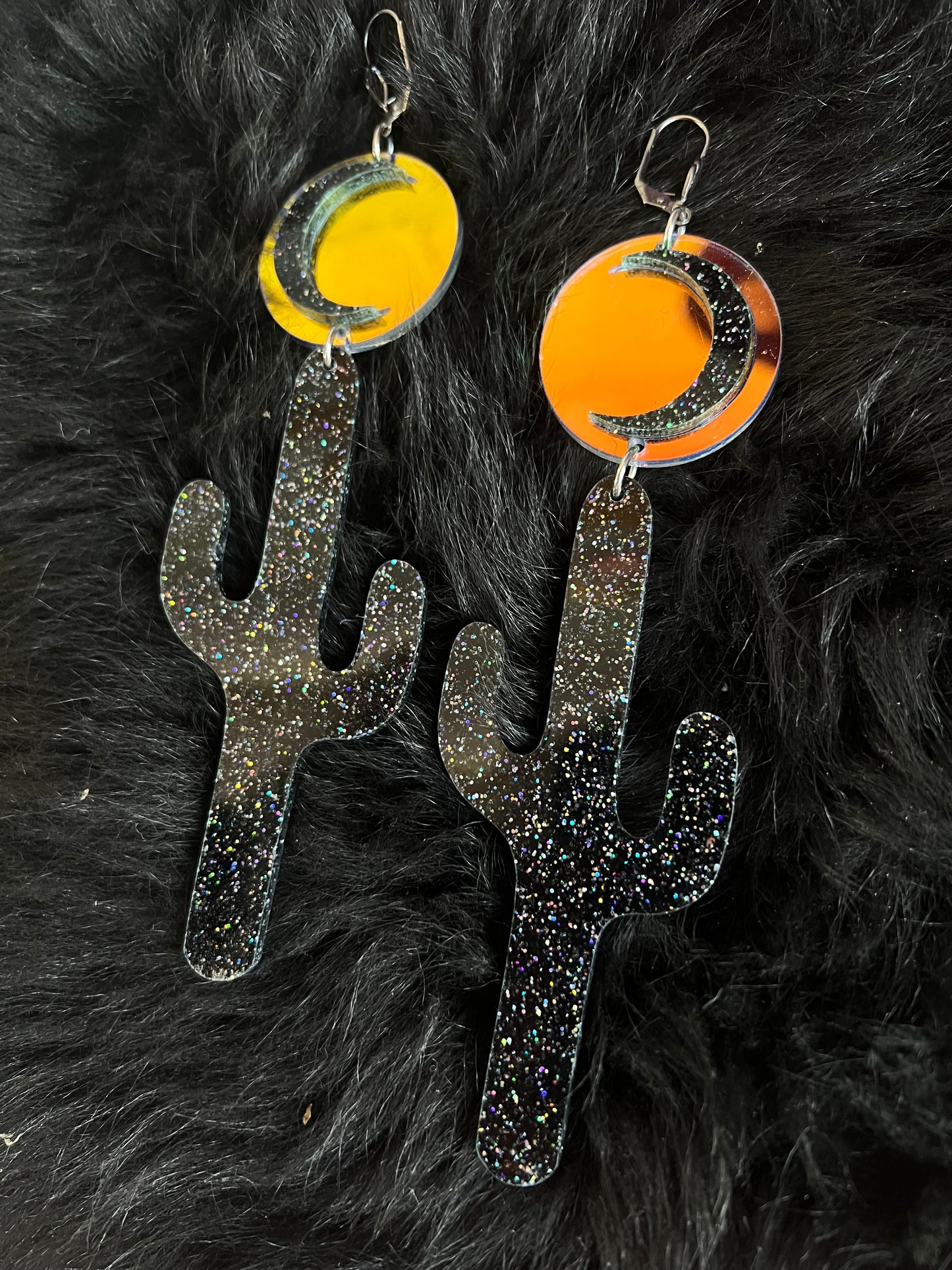 Rainbow goth Desert Luna Earrings