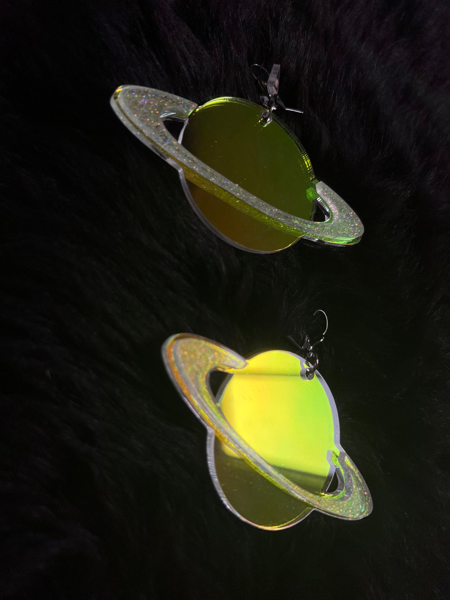 Holographic Saturn Earrings