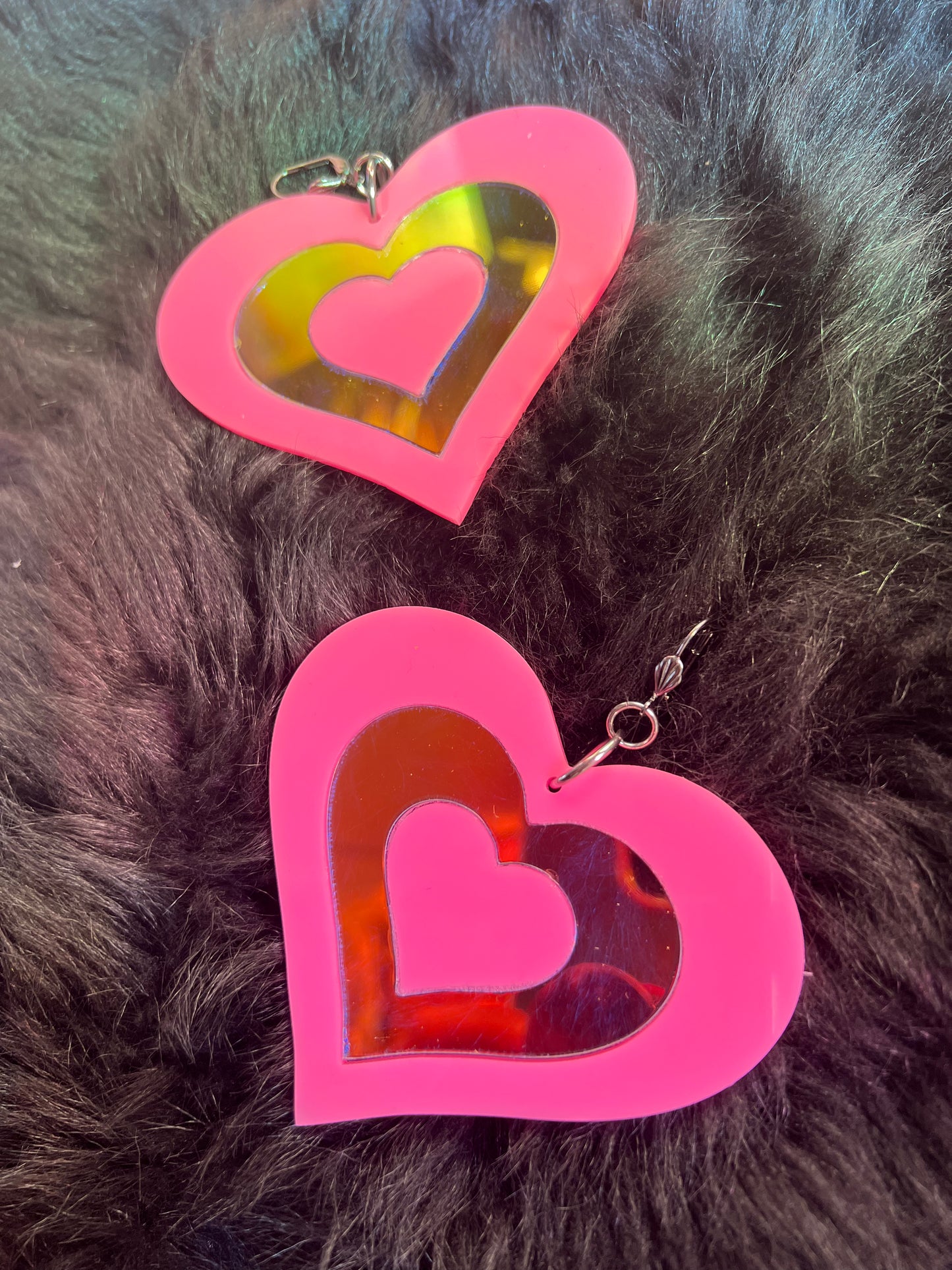 Holographic Heart Love Earrings