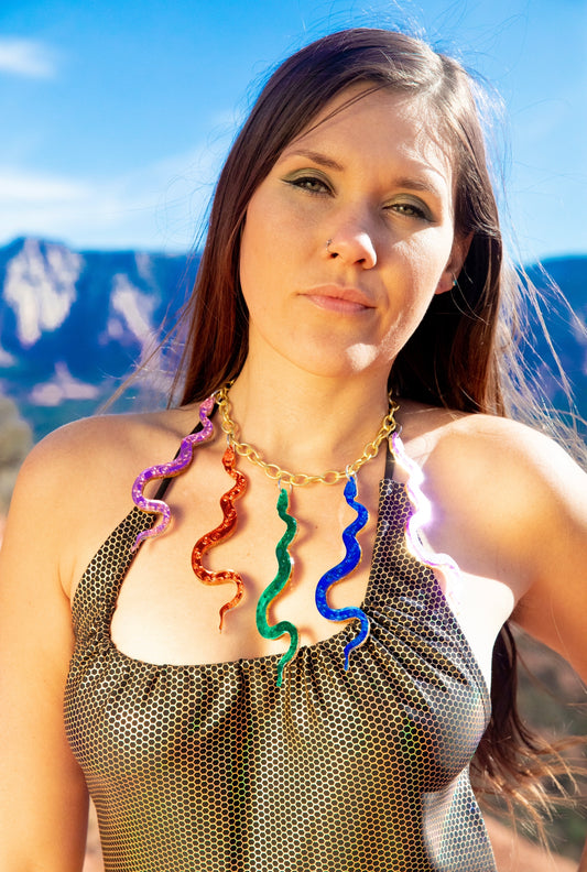 Rainbow goddess Snake necklace