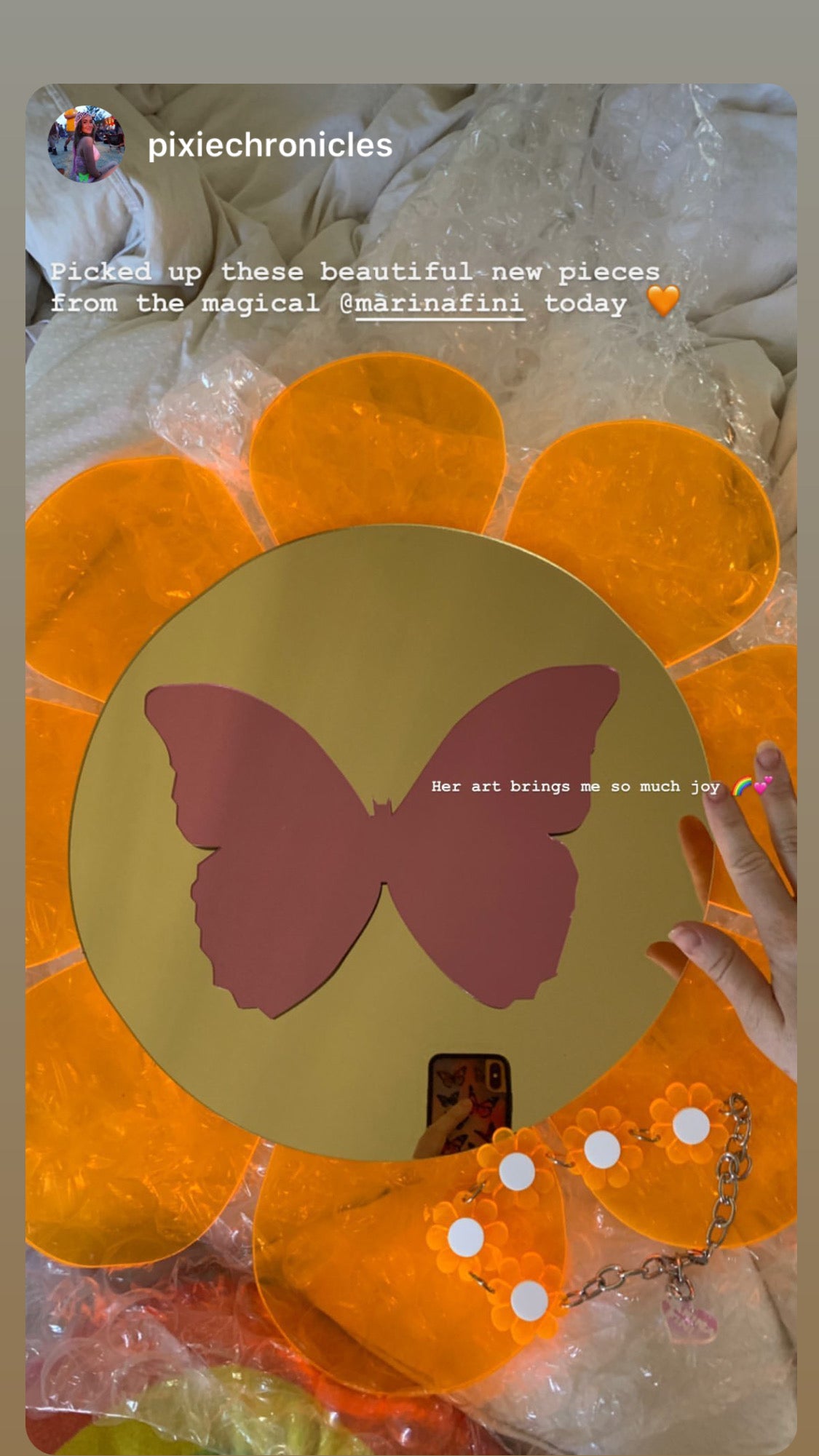 Custom Neon Flower butterfly mirror