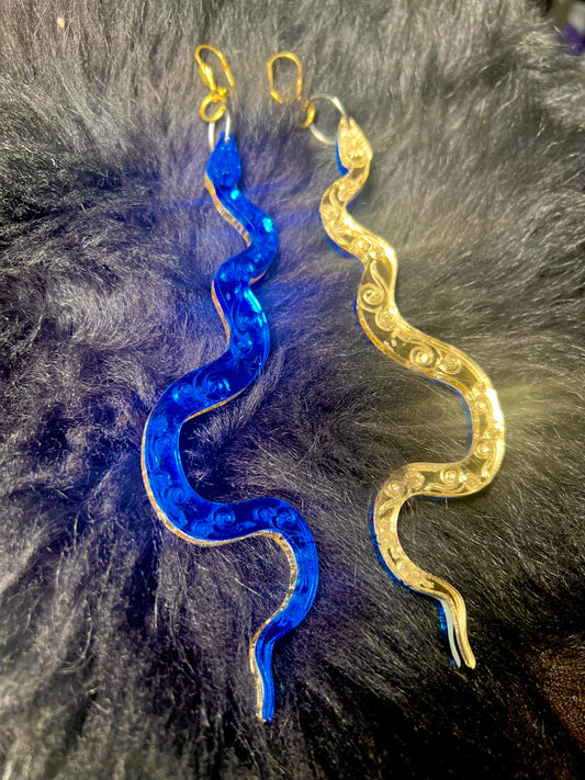 Blue lotus Snake Earrings