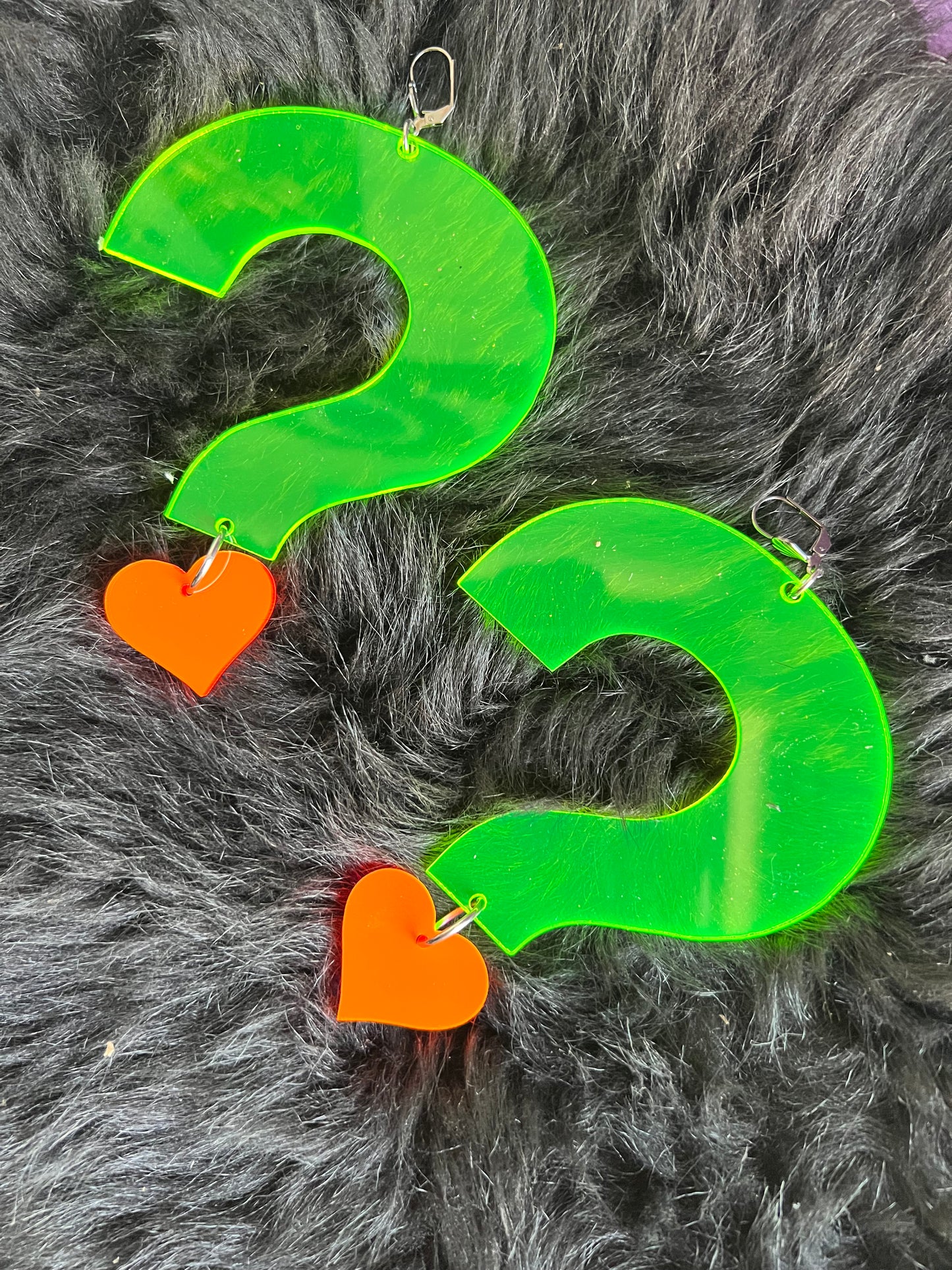 ?? Question everything neon green Earrings