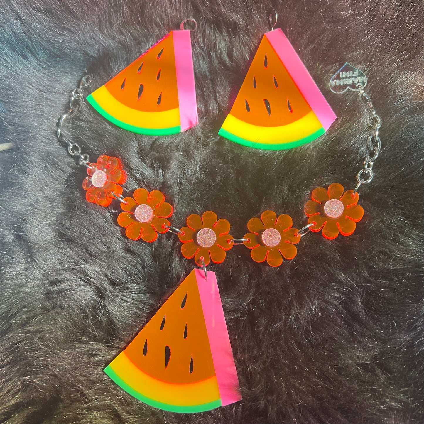 Watermelon earrings & necklace set