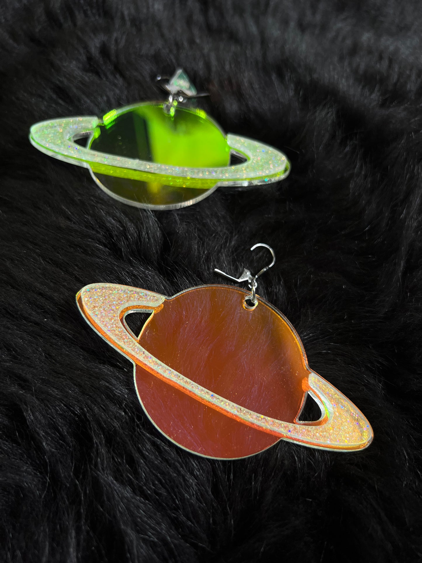 Holographic Saturn Earrings
