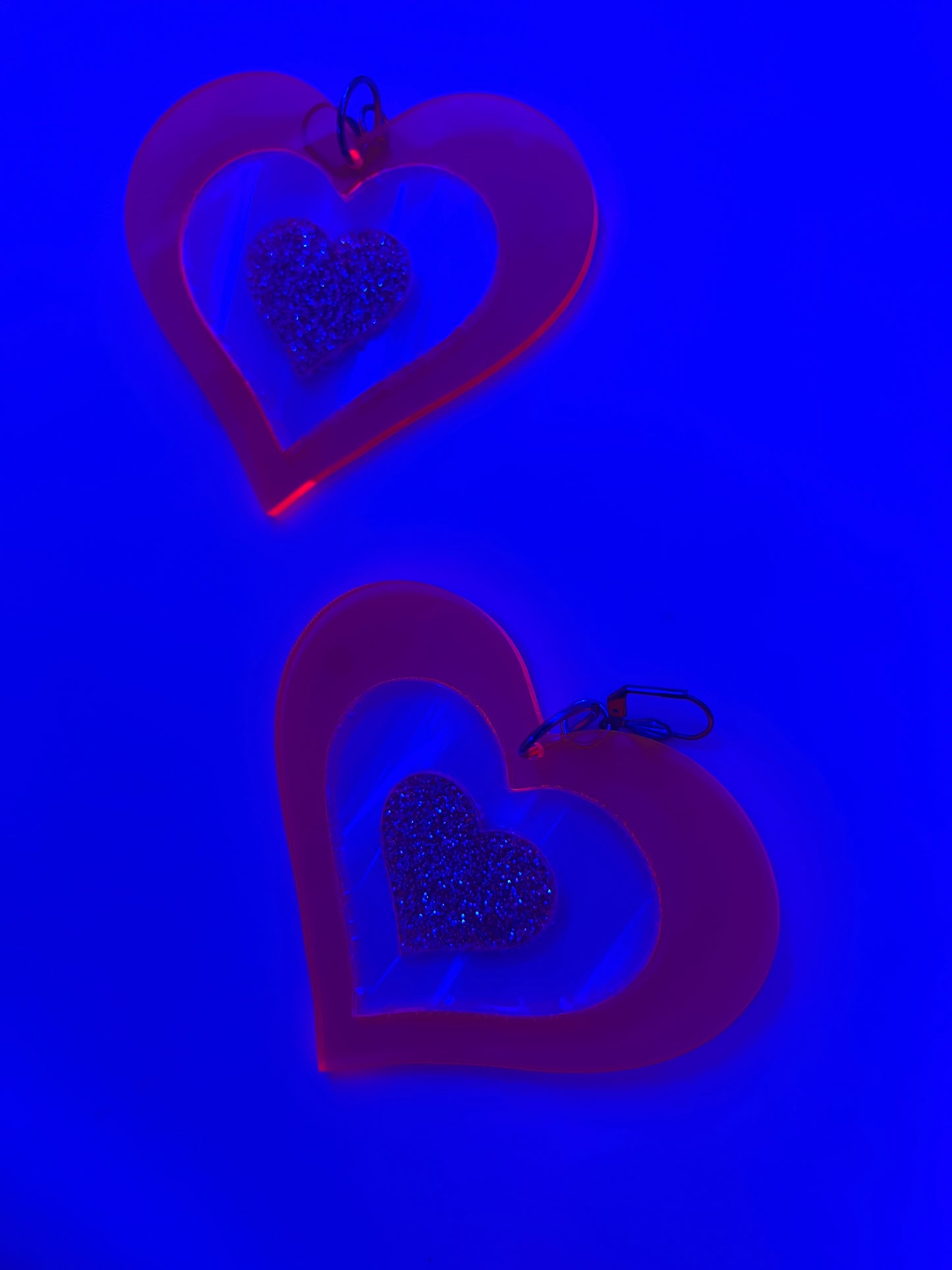 Rainbow Holographic love Heart Love Earrings